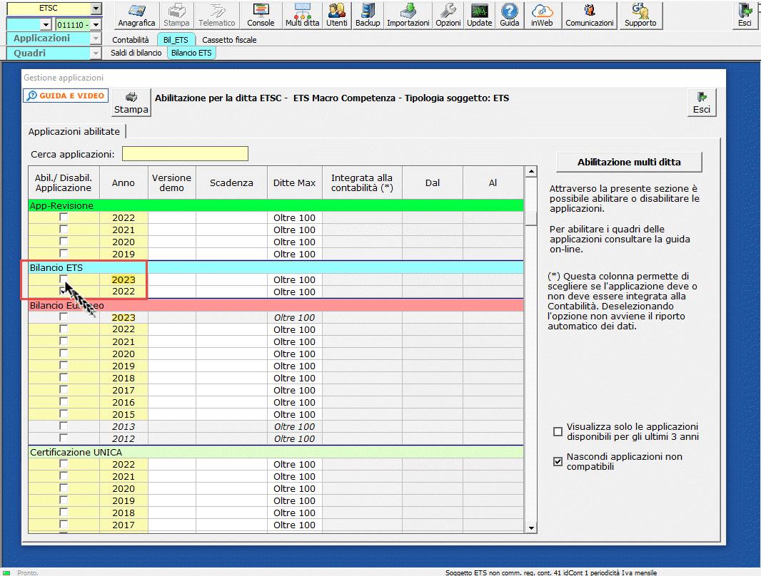 Abilitazione Bilancio ETS 2023