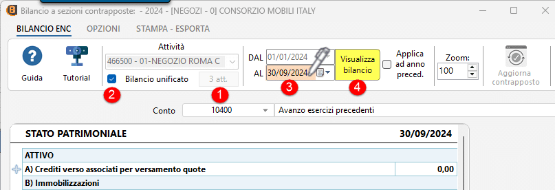 Procedura modifica AL del bilancio