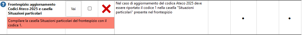 Controllo finale con segnalazione per variazione codice ateco