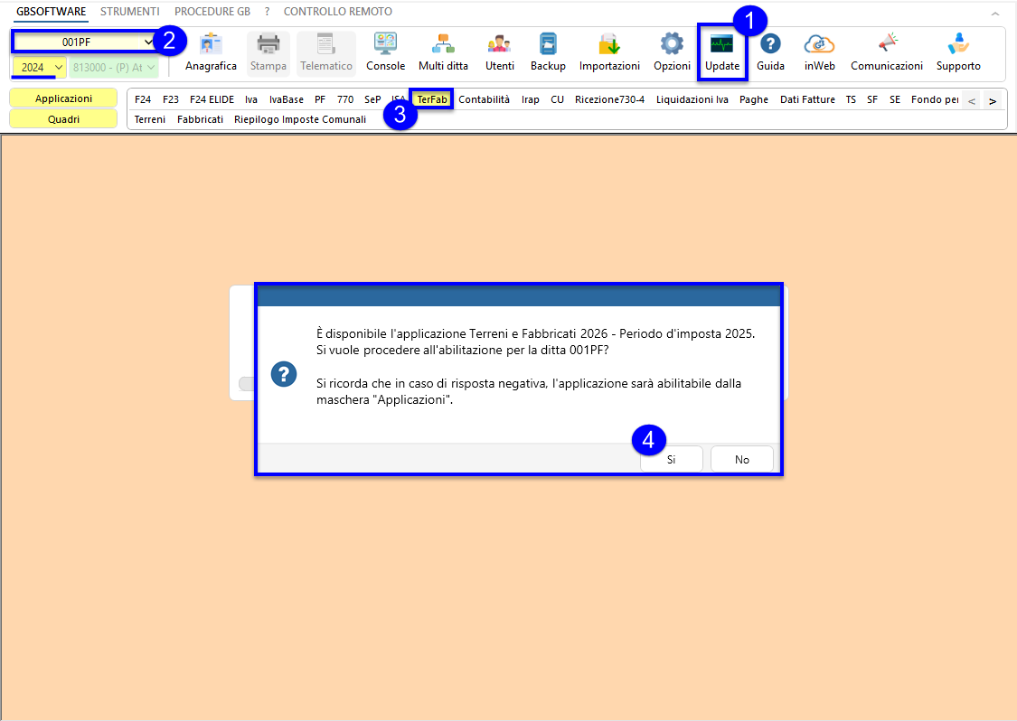Messaggio abilitazione applicazione
