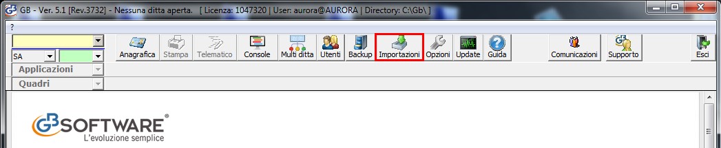 Importazione anagrafiche da file telematico - Pulsante Importazioni