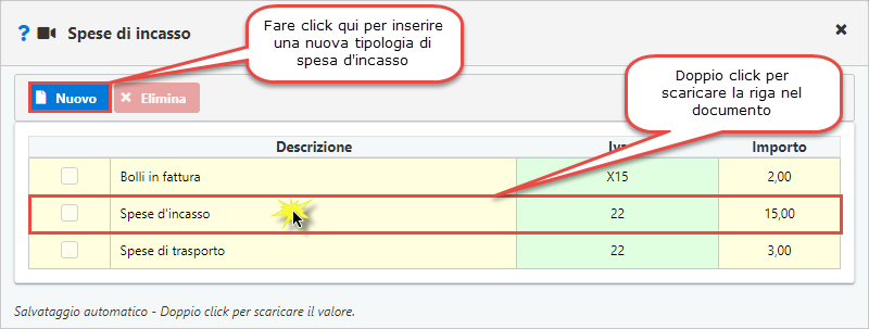 Fatture 2019: Spese d’incasso e Righe calcolate - 2