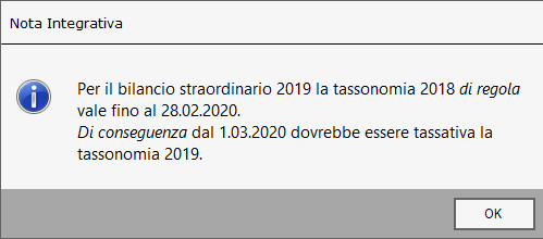Bilancio Straordinario 2019 con tassonomia 2018: rilascio applicazione - 5