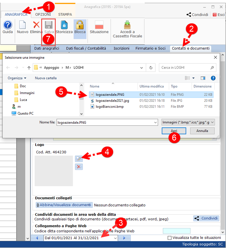 Controllo di Gestione: Relazioni con loghi - Tab contatti e documenti