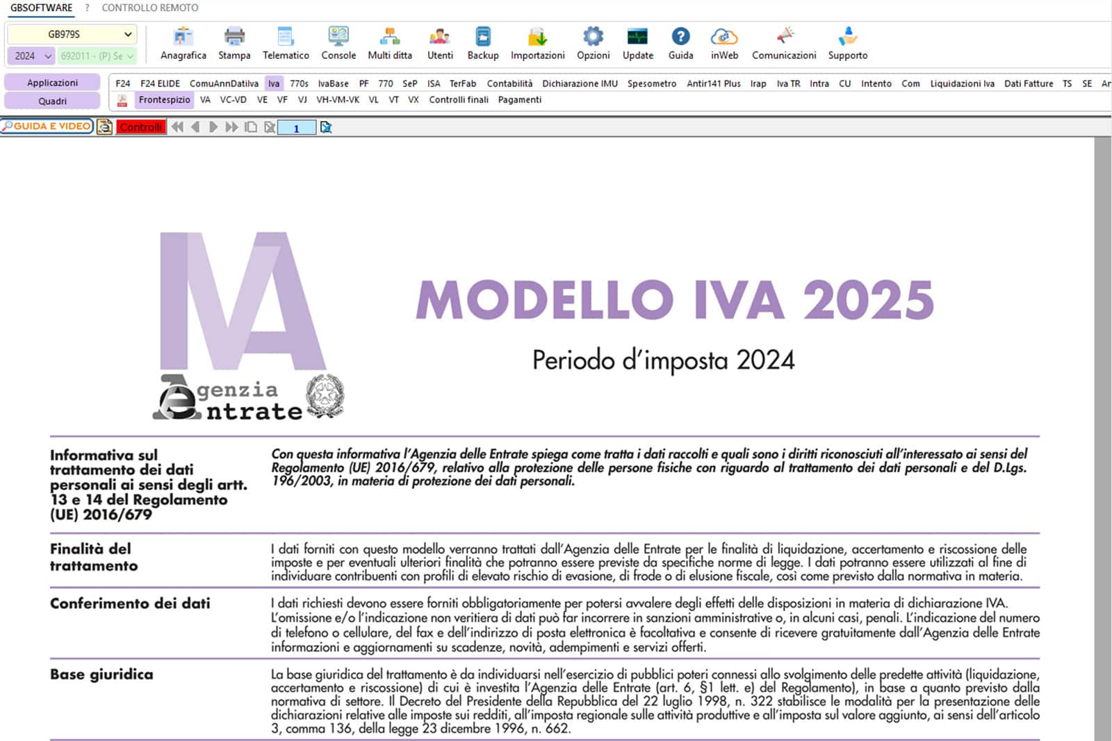Dichiarazione Iva - Funzionalità