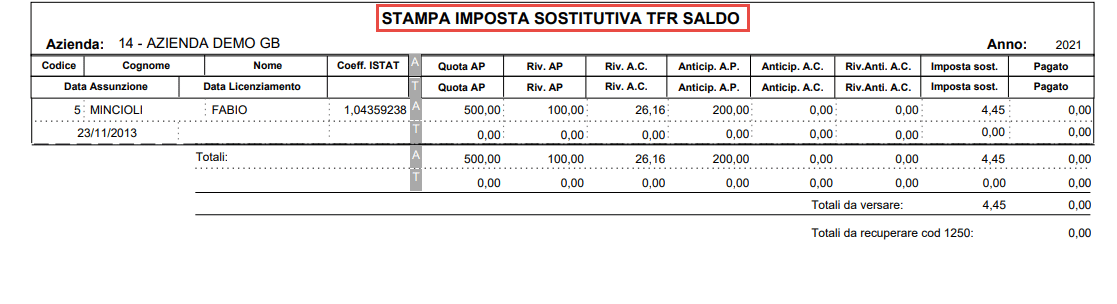 stampa imposta sostitutiva tfr saldo