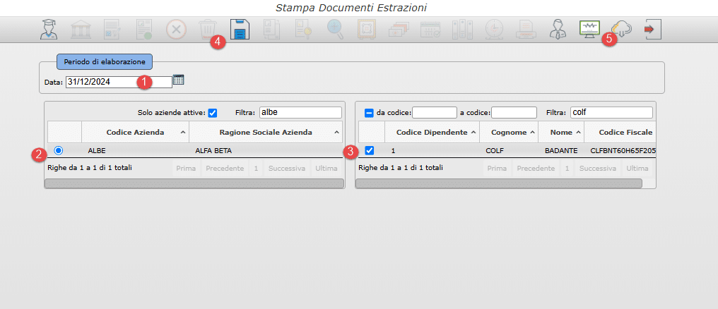 Maschera Stampa Documenti Estrazioni