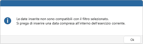Messaggio date non compatibili con il filtro selezionato