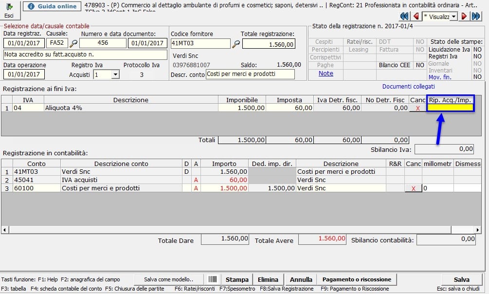 Ripartizione acquisti e importazioni: inserimento codici - 5