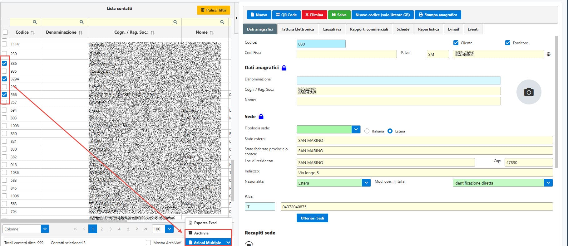 Archiviazione contatti non più utilizzati