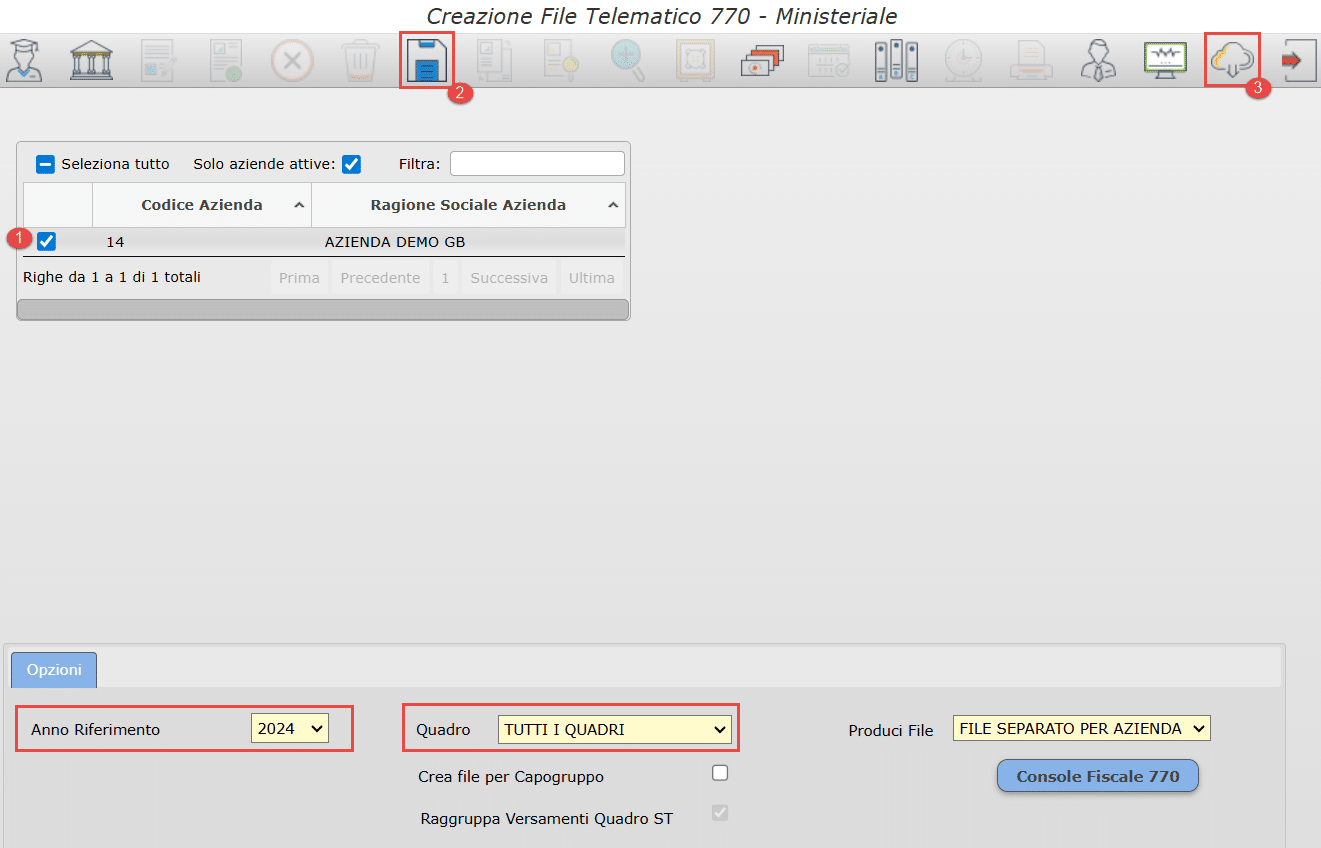 Creazione file telematico 770