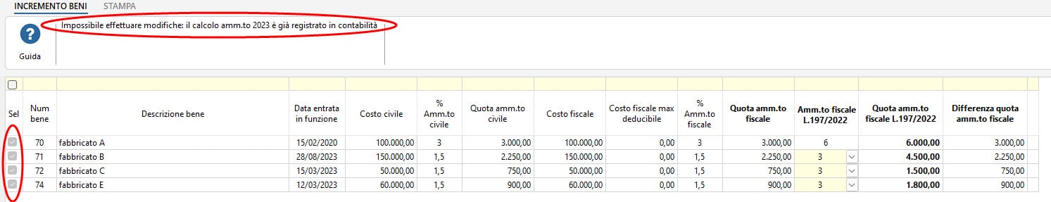 Maschera Impossibilità di Effettuare altre Modifiche