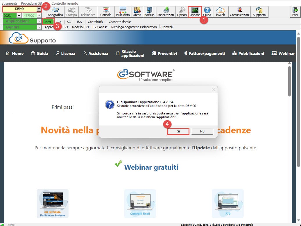 Messaggio abilitazione F24 2024