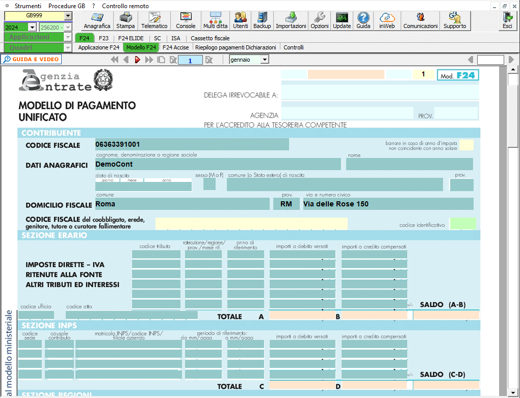 Modello F24 2024 GBsoftware
