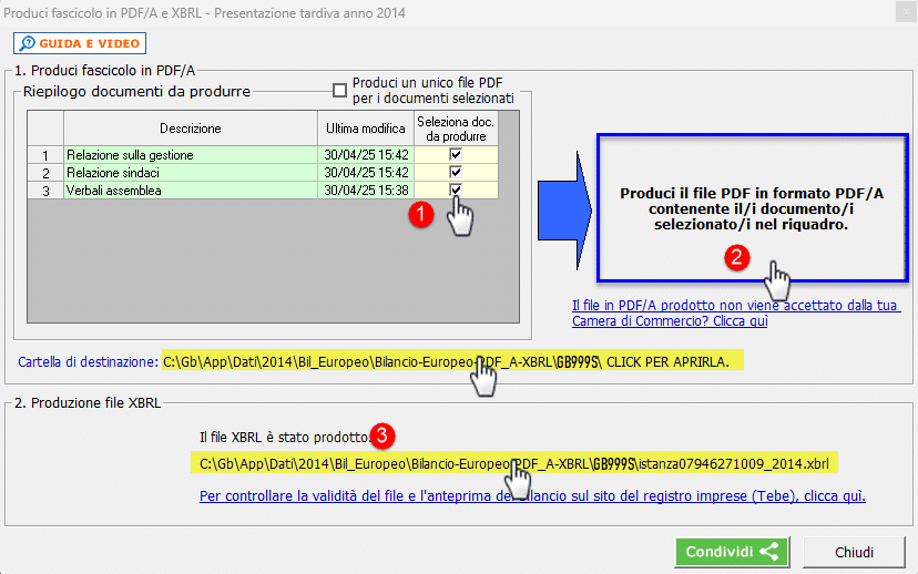 Conversione fascicolo in PDF/A e XBRL