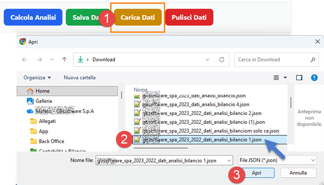 Dati importati da file .json