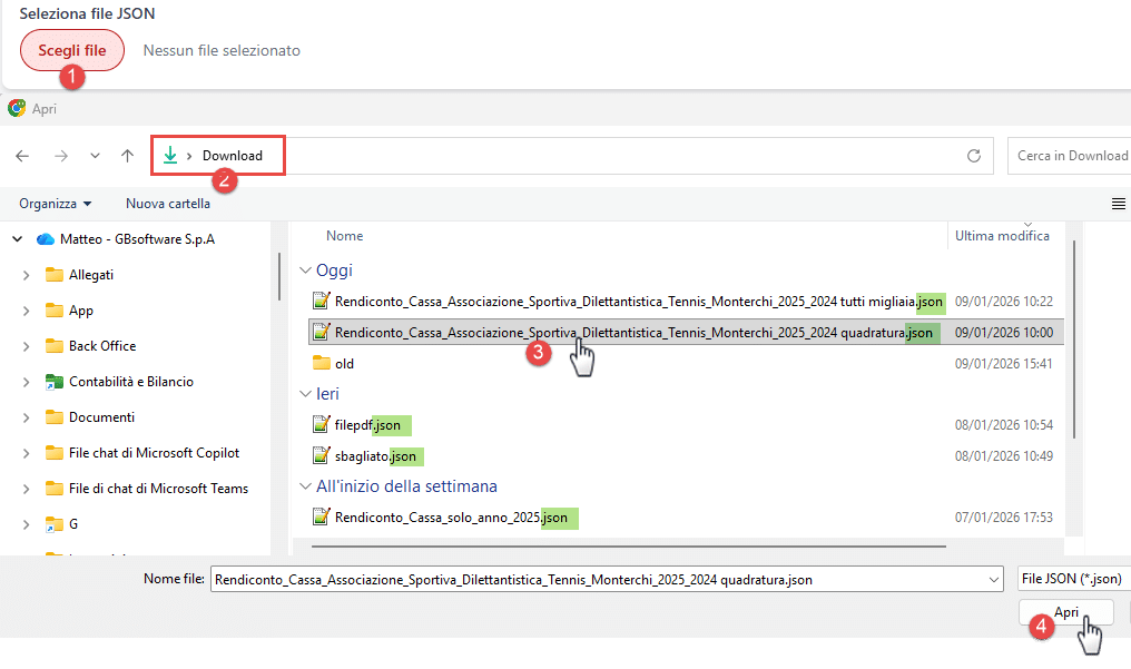 Selezione file json