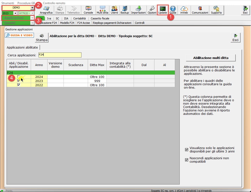 Abilitazione F24 2024 Singola