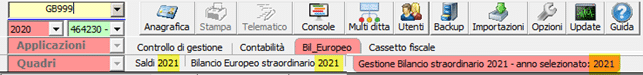 Bilancio Straordinario 2021: applicazione disponibile: ridenominazione di tutti i menù del bilancio