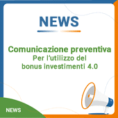 Comunicazione preventiva per l'utilizzo del bonus investimenti 4.0