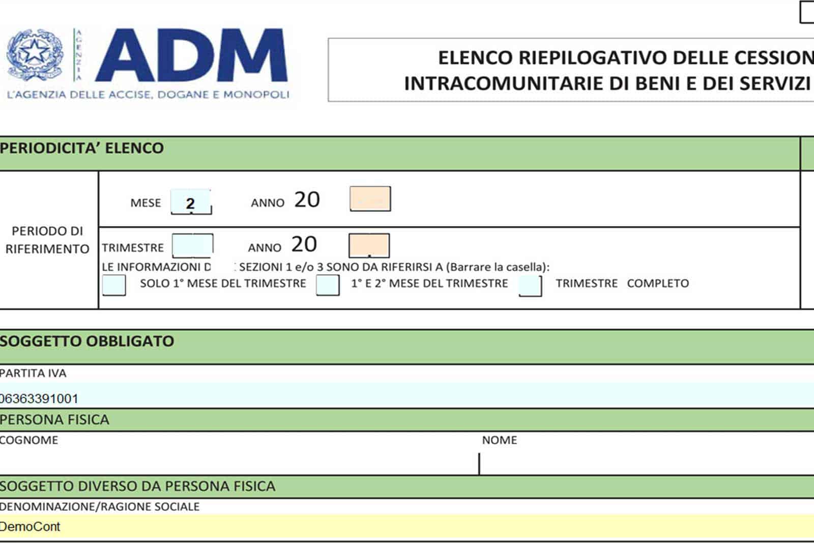 Comunicazioni modelli Intracomunitari (INTRA) - Telematico