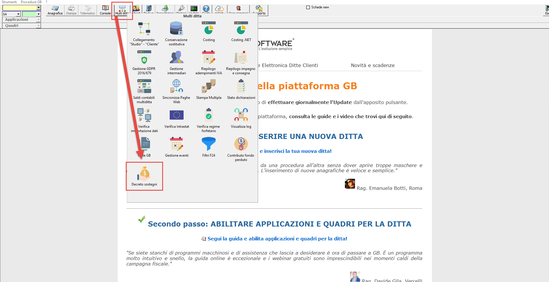 Contributo “Decreto sostegni”: disponibili applicazioni : abilitare modulo decreto sostegni