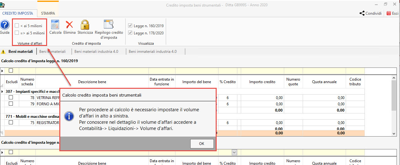 Fruibile in unica soluzione: Credito d’imposta beni materiali DL 178/2020: impostare volume affari