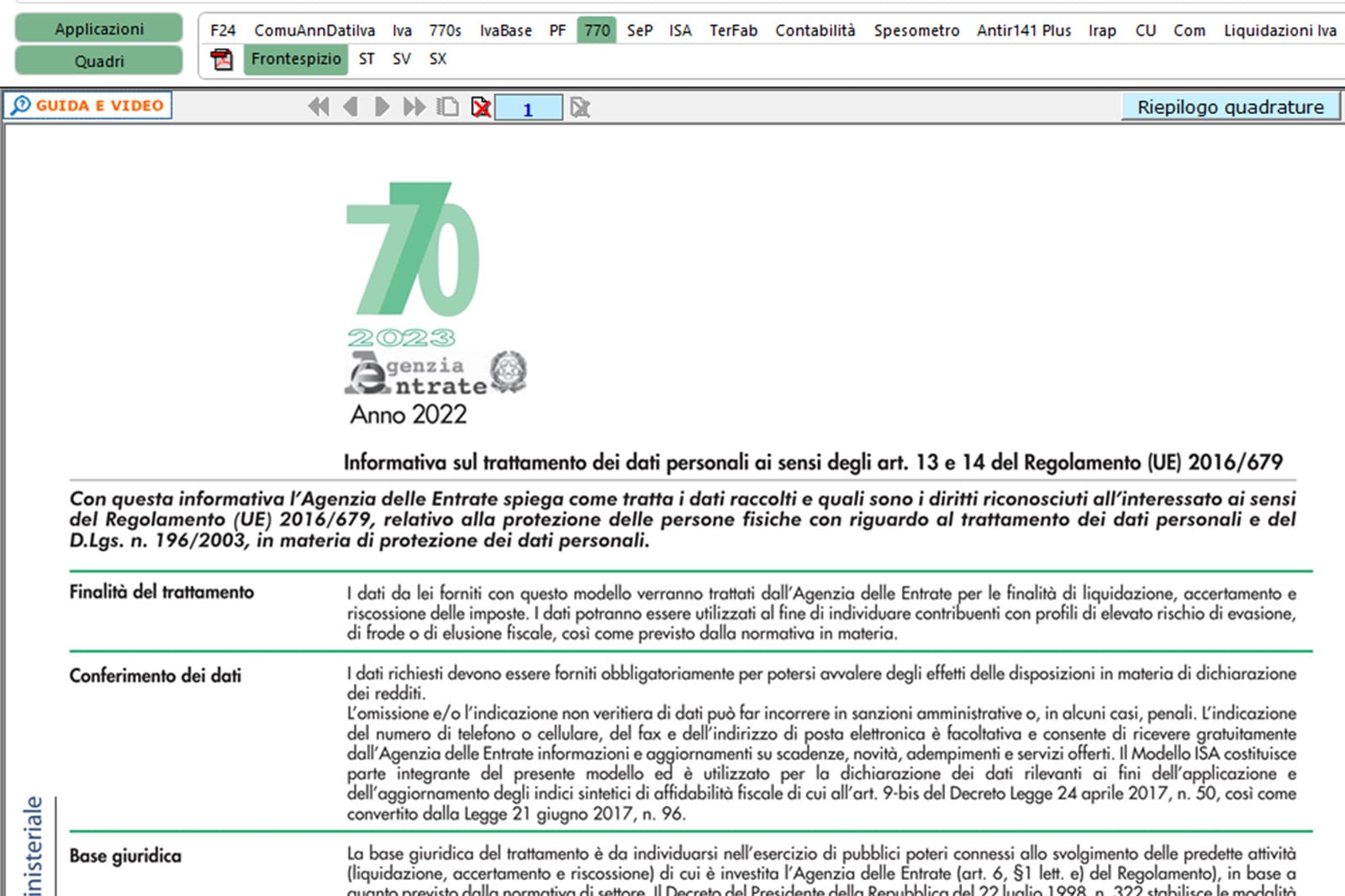 Software 770 per Studi - GBsoftware