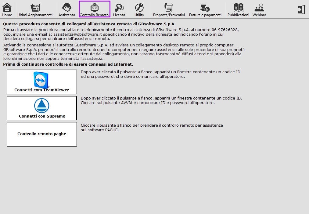 GB Supporto - Controllo remoto