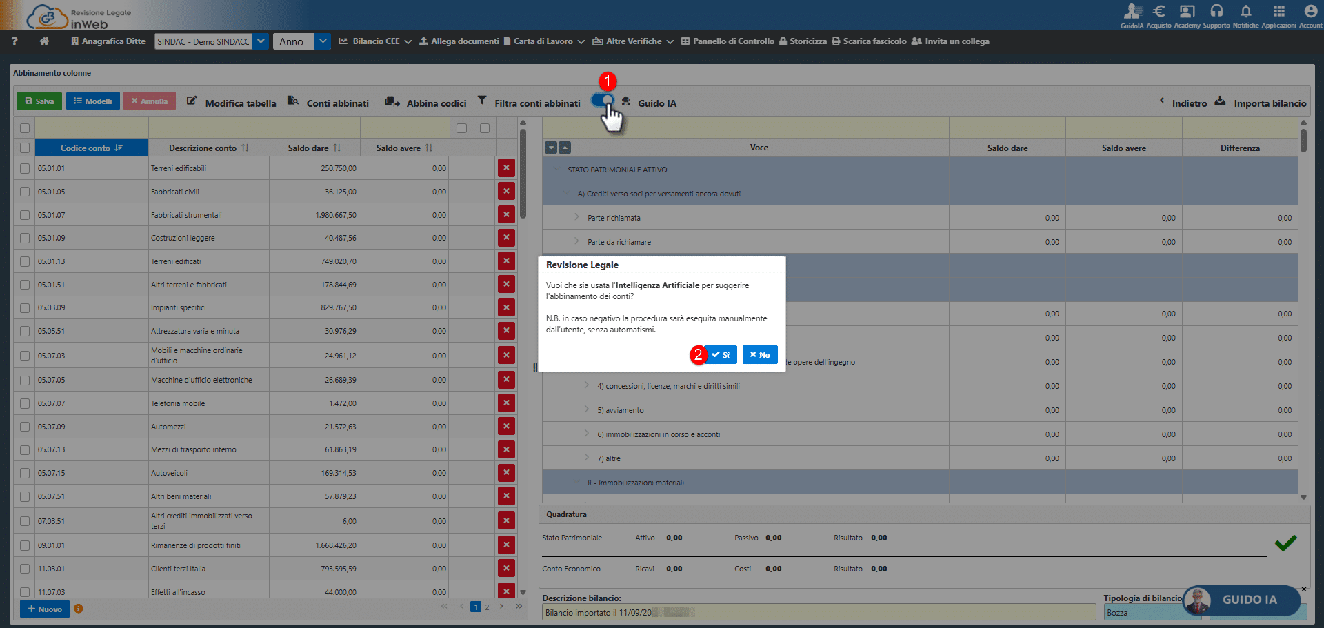 Importazioni da Excel con IA nella piattaforma GB in WEB
