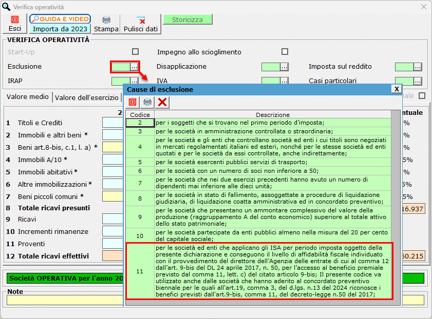 Causa di esclusione 11