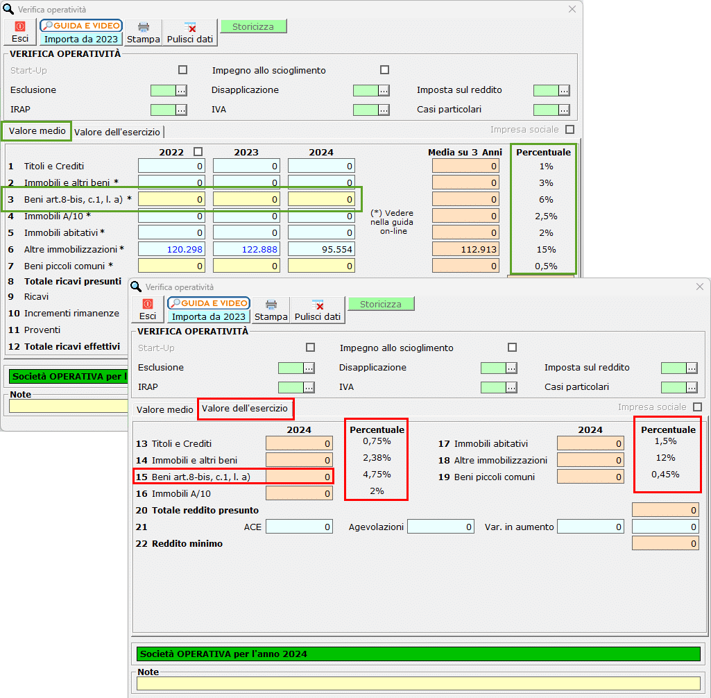 Percentuali aggiornate e nuovo campo (*)