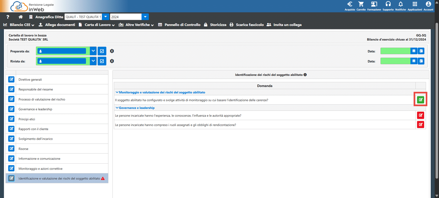 Sezione riepilogativa