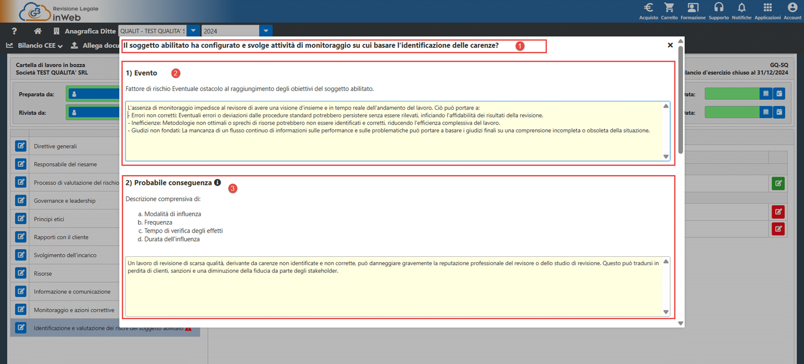 Struttura della scheda rischio