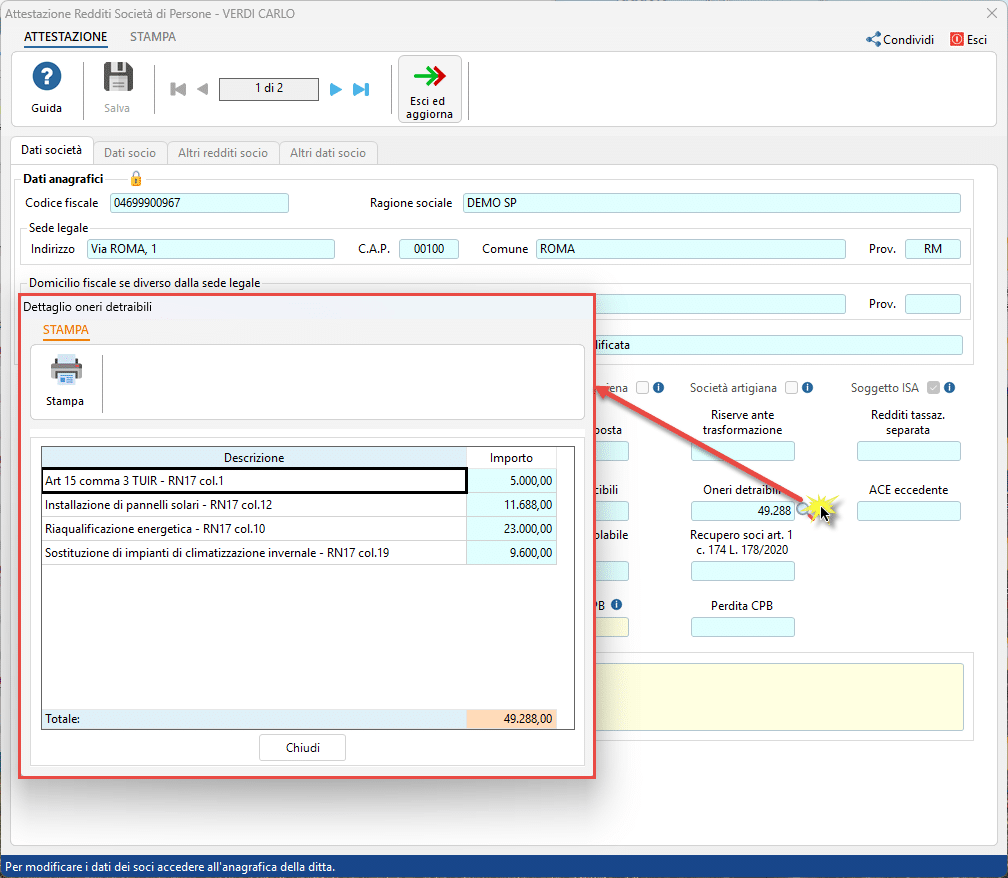 Dettaglio oneri detraibili