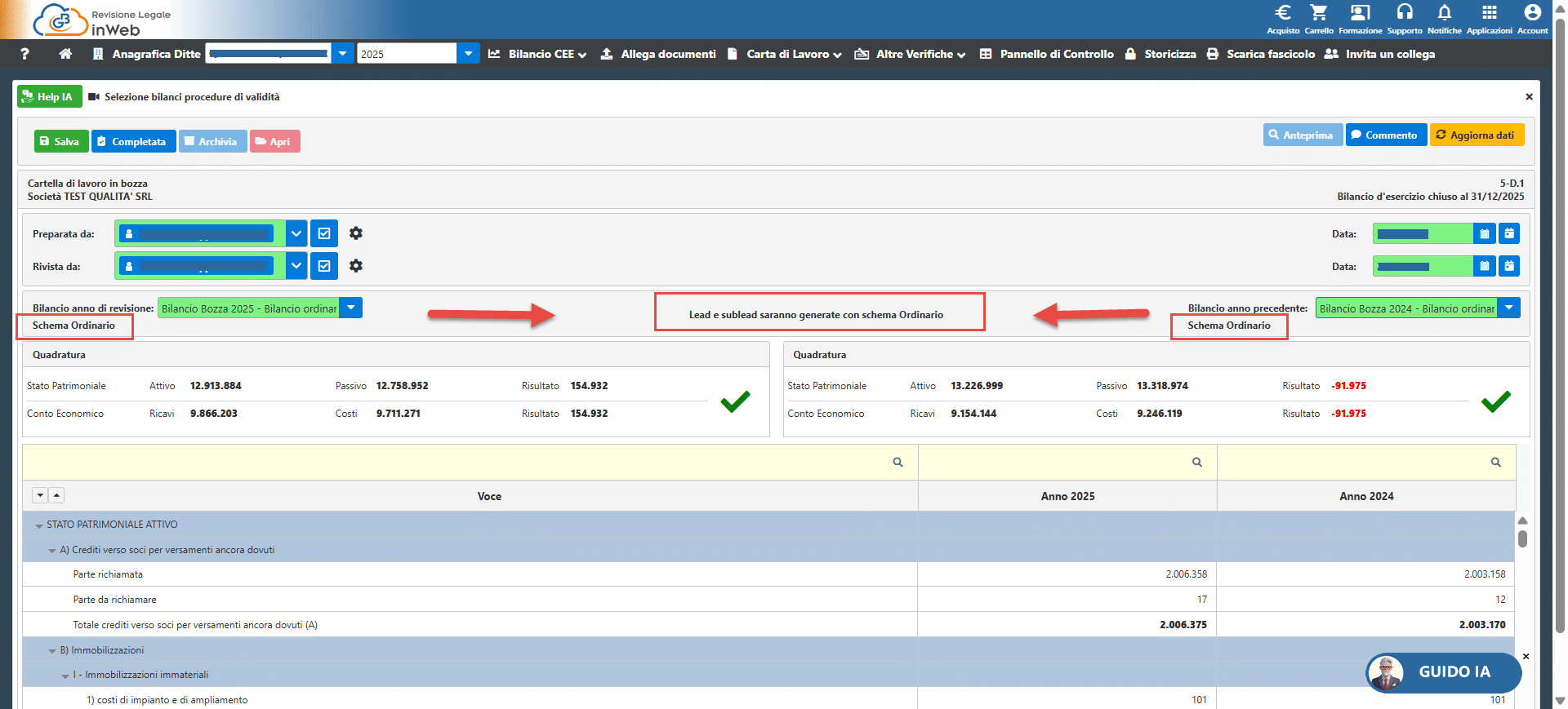 Importazione bilancio ordinario e formattazione Lead Schedule