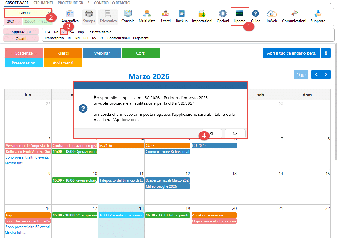 Messaggio abilitazione applicazione