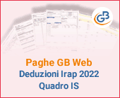 Paghe GB Web: Deduzioni Irap 2022 Quadro IS