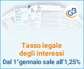 Tasso legale degli interessi: dal 1°gennaio sale all’1,25%